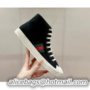 Best Grade Gucci Lido Canvas High Top Sneakers Black 7230107