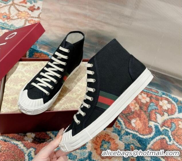 Best Grade Gucci Lido Canvas High Top Sneakers Black 7230107