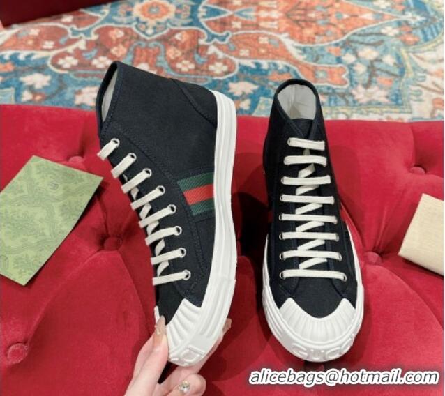 Best Grade Gucci Lido Canvas High Top Sneakers Black 7230107