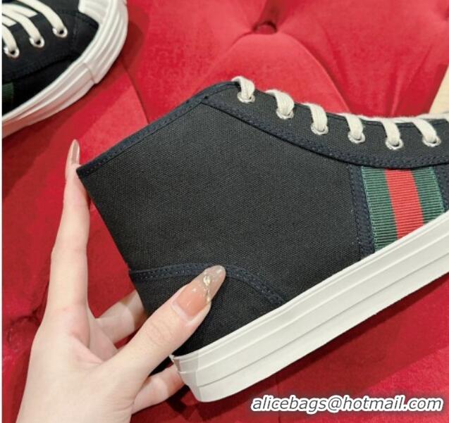 Best Grade Gucci Lido Canvas High Top Sneakers Black 7230107