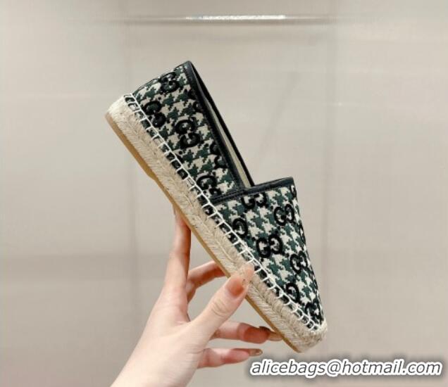 Duplicate Gucci Espadrilles Flat in GG Houndtooth Canvas Black 230113