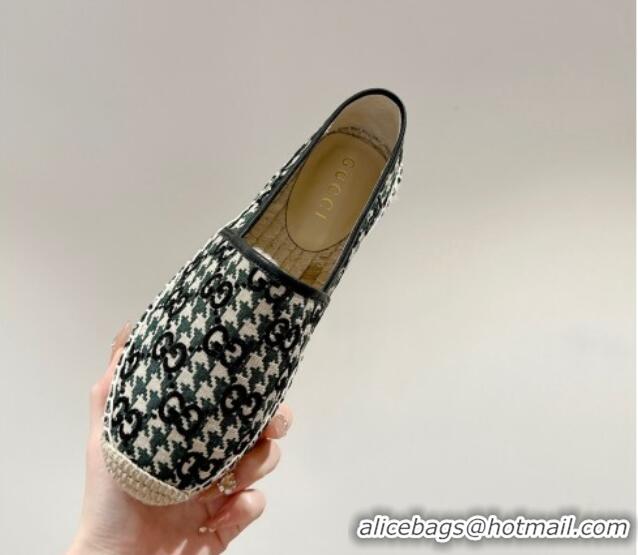 Duplicate Gucci Espadrilles Flat in GG Houndtooth Canvas Black 230113