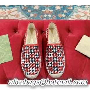 Purchase Gucci Espadrilles Flat in GG Houndtooth Canvas Red/Black/White 230114