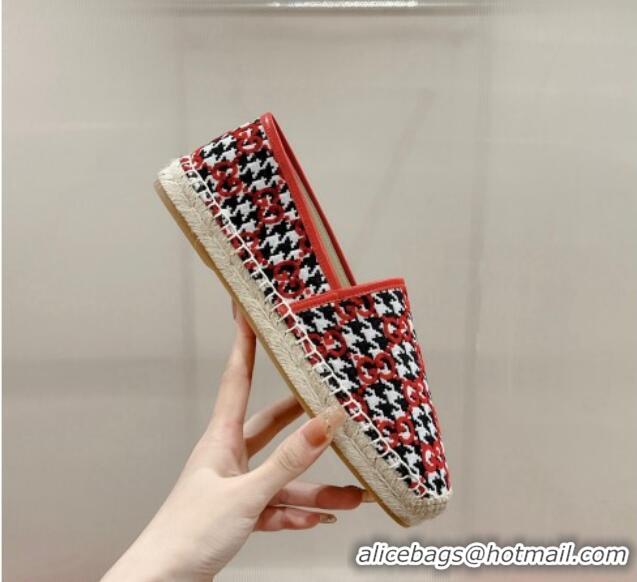 Purchase Gucci Espadrilles Flat in GG Houndtooth Canvas Red/Black/White 230114