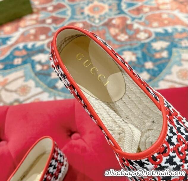 Purchase Gucci Espadrilles Flat in GG Houndtooth Canvas Red/Black/White 230114