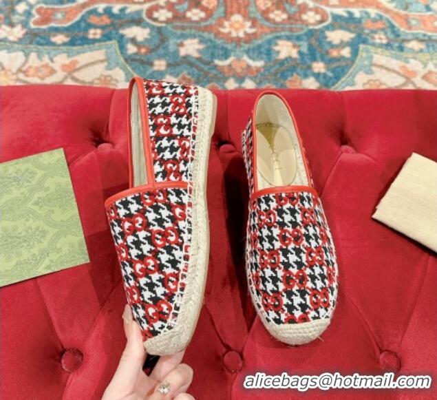 Purchase Gucci Espadrilles Flat in GG Houndtooth Canvas Red/Black/White 230114