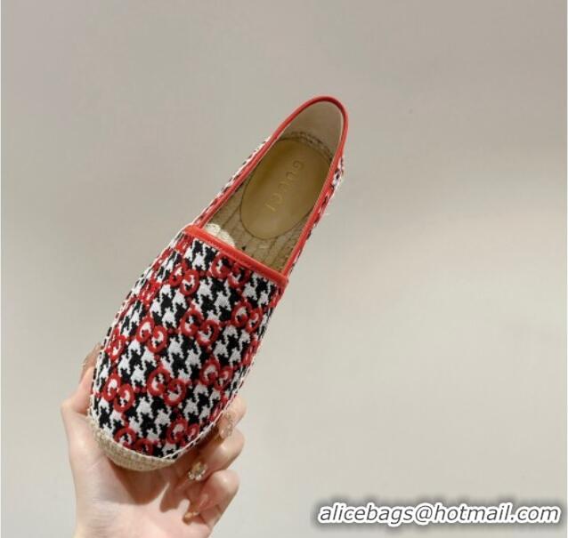 Purchase Gucci Espadrilles Flat in GG Houndtooth Canvas Red/Black/White 230114