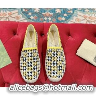 Good Quality Gucci Espadrilles Flat in GG Houndtooth Canvas Yellow 230115