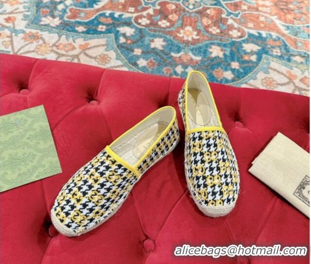 Good Quality Gucci Espadrilles Flat in GG Houndtooth Canvas Yellow 230115