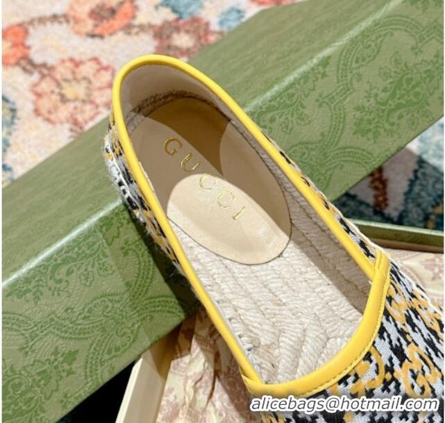 Good Quality Gucci Espadrilles Flat in GG Houndtooth Canvas Yellow 230115