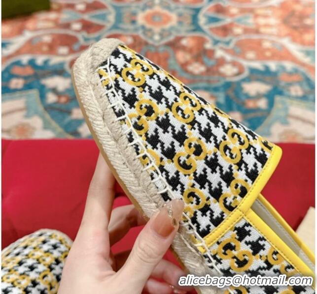 Good Quality Gucci Espadrilles Flat in GG Houndtooth Canvas Yellow 230115