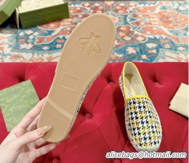 Good Quality Gucci Espadrilles Flat in GG Houndtooth Canvas Yellow 230115