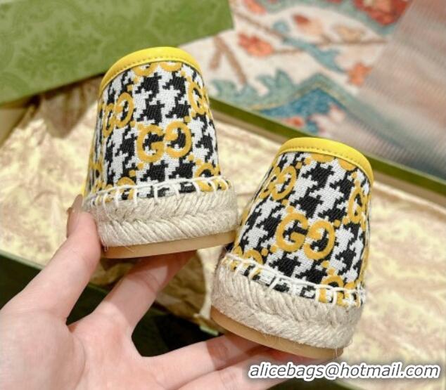 Good Quality Gucci Espadrilles Flat in GG Houndtooth Canvas Yellow 230115