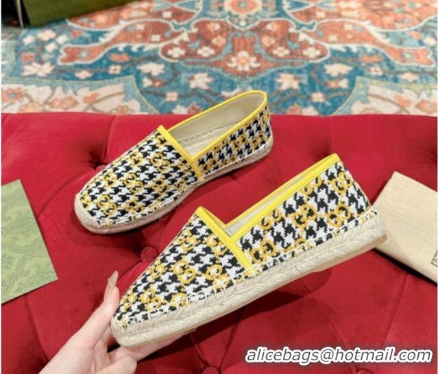 Good Quality Gucci Espadrilles Flat in GG Houndtooth Canvas Yellow 230115