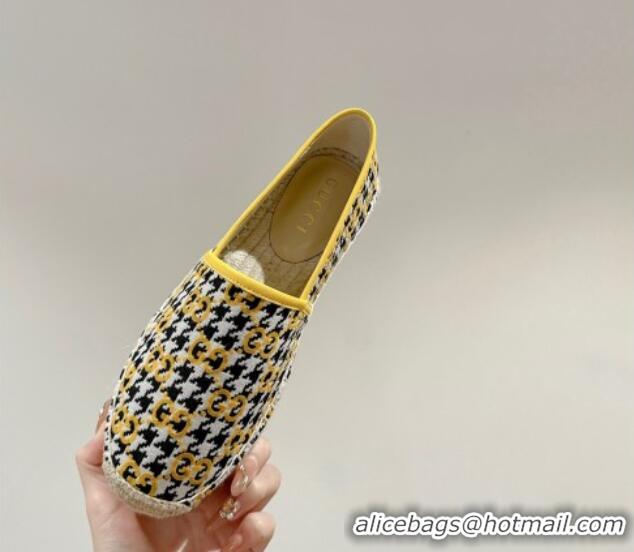 Good Quality Gucci Espadrilles Flat in GG Houndtooth Canvas Yellow 230115