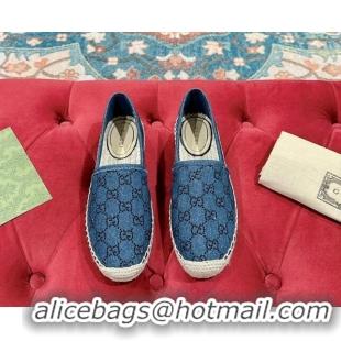 Classic Hot Gucci Espadrilles Flat in Strass GG Blue Denim 230118