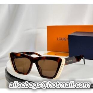 Sumptuous Cheap Louis Vuitton Sunglasses Z2424W Brown/White 2024