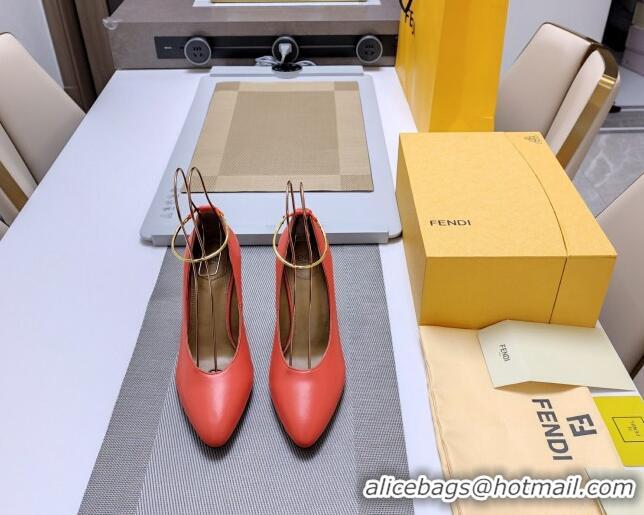 Good Quality Fendi Filo Pumps 8.5cm in Calfskin Leather Orange 326035