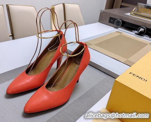 Good Quality Fendi Filo Pumps 8.5cm in Calfskin Leather Orange 326035