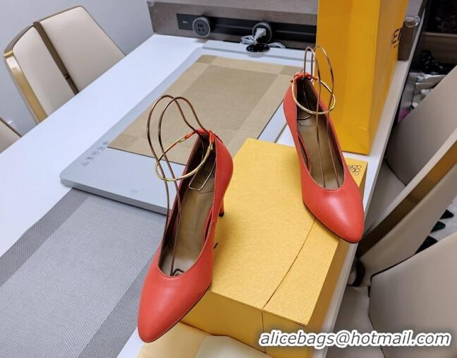 Good Quality Fendi Filo Pumps 8.5cm in Calfskin Leather Orange 326035