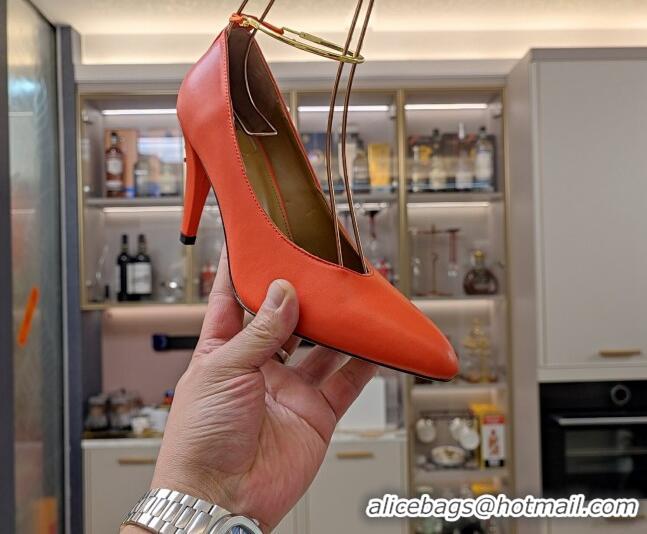 Good Quality Fendi Filo Pumps 8.5cm in Calfskin Leather Orange 326035