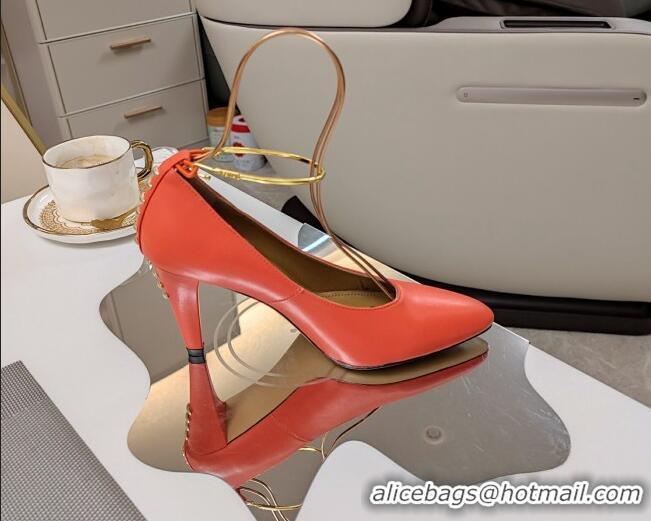 Good Quality Fendi Filo Pumps 8.5cm in Calfskin Leather Orange 326035