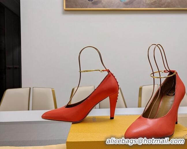 Good Quality Fendi Filo Pumps 8.5cm in Calfskin Leather Orange 326035