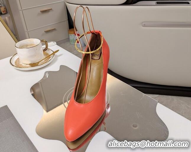 Good Quality Fendi Filo Pumps 8.5cm in Calfskin Leather Orange 326035