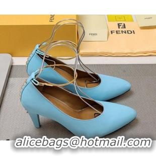 Top Design Fendi Filo Pumps 8.5cm in Calfskin Leather Light Blue 326037