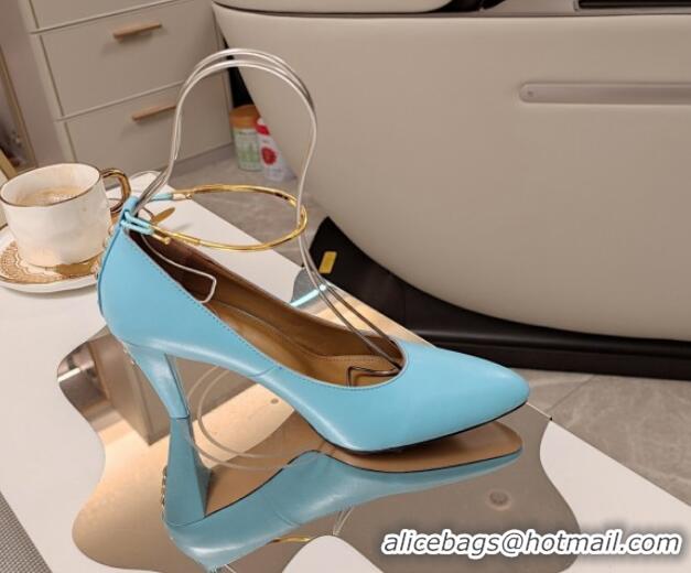 Top Design Fendi Filo Pumps 8.5cm in Calfskin Leather Light Blue 326037