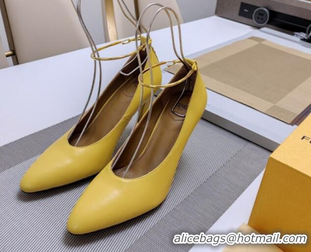 Stylish Fendi Filo Pumps 8.5cm in Calfskin Leather Yellow 326038