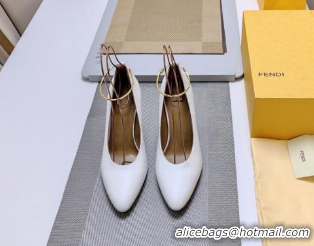 Sophisticated Fendi Filo Pumps 8.5cm in Calfskin Leather White 326039