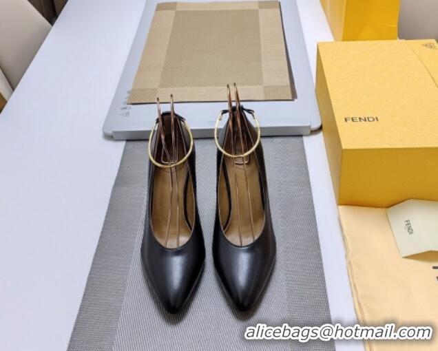 Cheap Price Fendi Filo Pumps 8.5cm in Calfskin Leather Black 326040