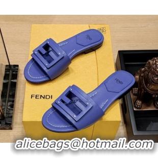 Good Product Fendi Baguette Flat Slide Sandals in Lambskin Purple 326075