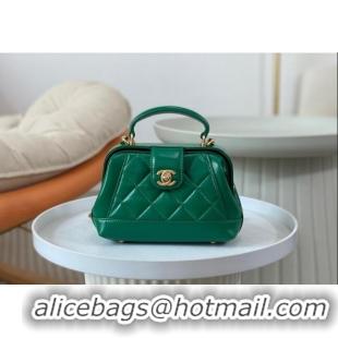 Promotional Chanel Shiny Lambskin Mini Bag with Top Handle Bag AS4958 Green 2024