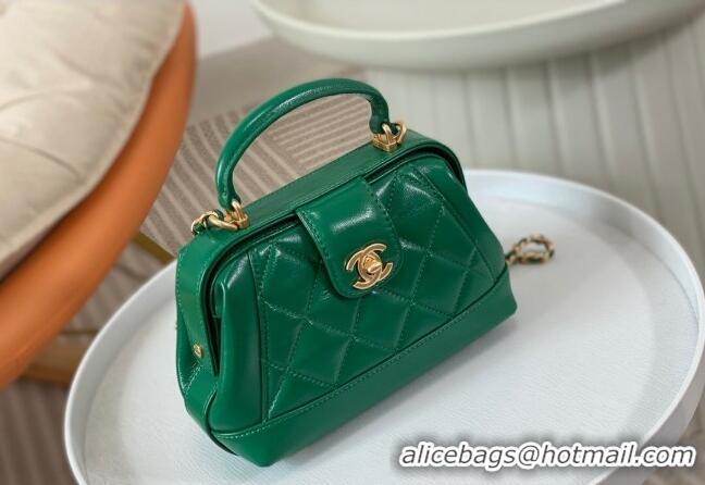 Promotional Chanel Shiny Lambskin Mini Bag with Top Handle Bag AS4958 Green 2024