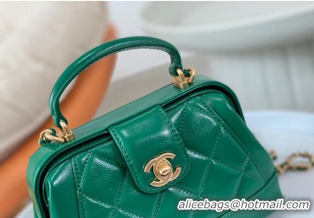 Promotional Chanel Shiny Lambskin Mini Bag with Top Handle Bag AS4958 Green 2024