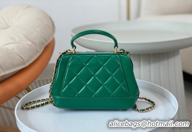 Promotional Chanel Shiny Lambskin Mini Bag with Top Handle Bag AS4958 Green 2024