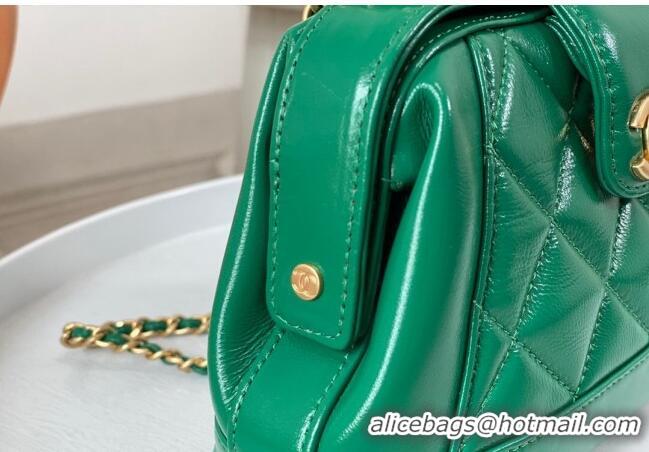 Promotional Chanel Shiny Lambskin Mini Bag with Top Handle Bag AS4958 Green 2024