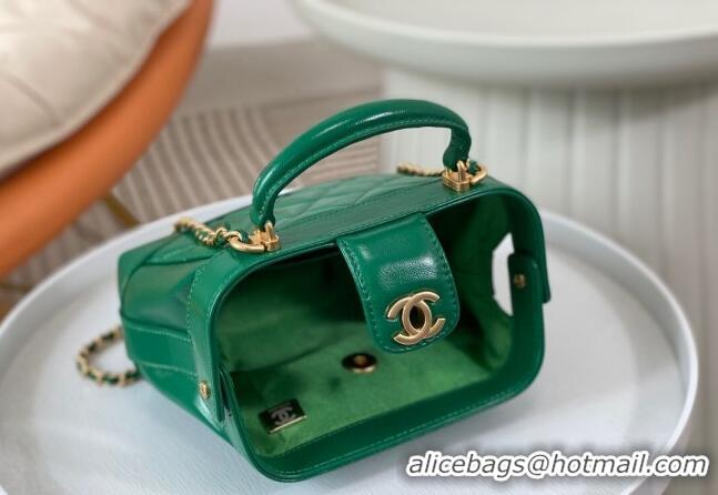 Promotional Chanel Shiny Lambskin Mini Bag with Top Handle Bag AS4958 Green 2024