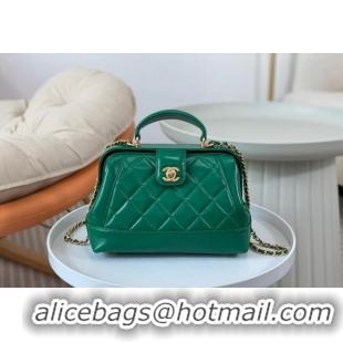 Inexpensive Chanel Shiny Lambskin Small Bag with Top Handle Bag AS4959 Green 2024