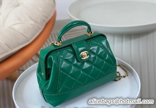 Inexpensive Chanel Shiny Lambskin Small Bag with Top Handle Bag AS4959 Green 2024