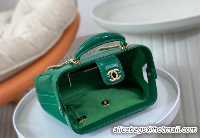 Inexpensive Chanel Shiny Lambskin Small Bag with Top Handle Bag AS4959 Green 2024