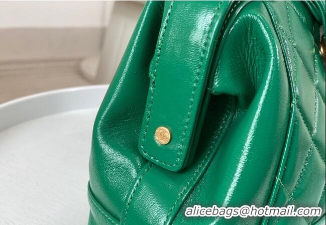 Inexpensive Chanel Shiny Lambskin Small Bag with Top Handle Bag AS4959 Green 2024