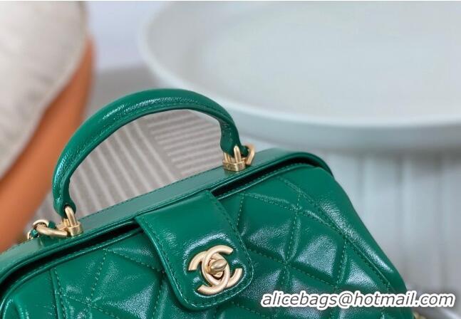 Inexpensive Chanel Shiny Lambskin Small Bag with Top Handle Bag AS4959 Green 2024