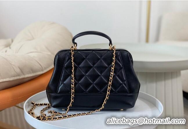 Buy Fashionable Chanel Shiny Lambskin Small Bag with Top Handle Bag AS4959 Black 2024