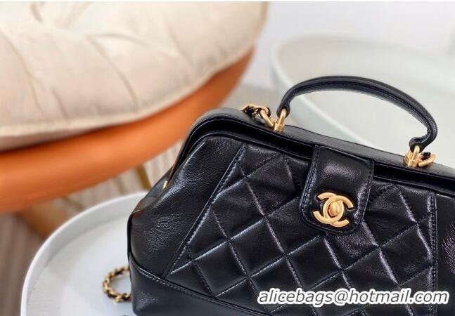 Buy Fashionable Chanel Shiny Lambskin Small Bag with Top Handle Bag AS4959 Black 2024