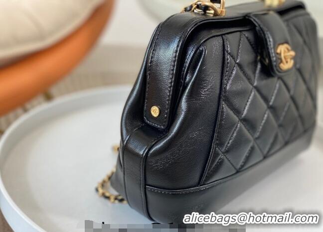 Buy Fashionable Chanel Shiny Lambskin Small Bag with Top Handle Bag AS4959 Black 2024