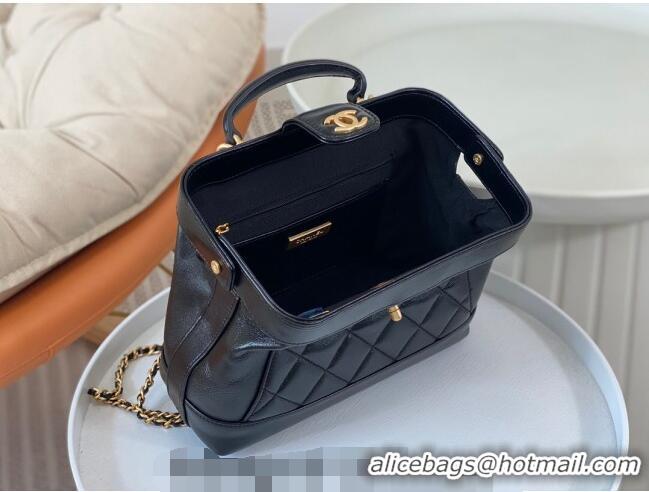 Buy Fashionable Chanel Shiny Lambskin Small Bag with Top Handle Bag AS4959 Black 2024