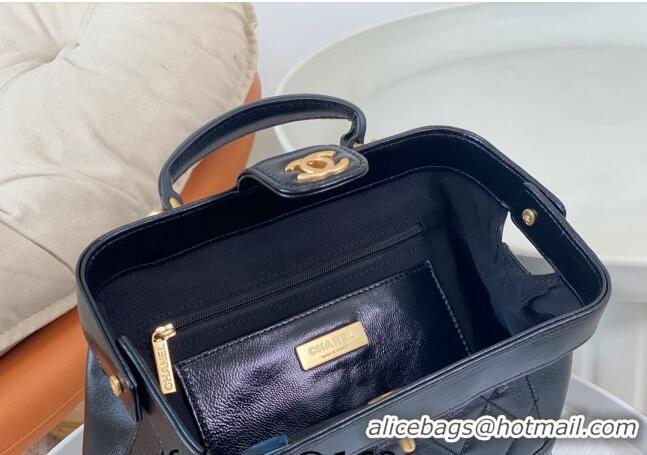 Buy Fashionable Chanel Shiny Lambskin Small Bag with Top Handle Bag AS4959 Black 2024